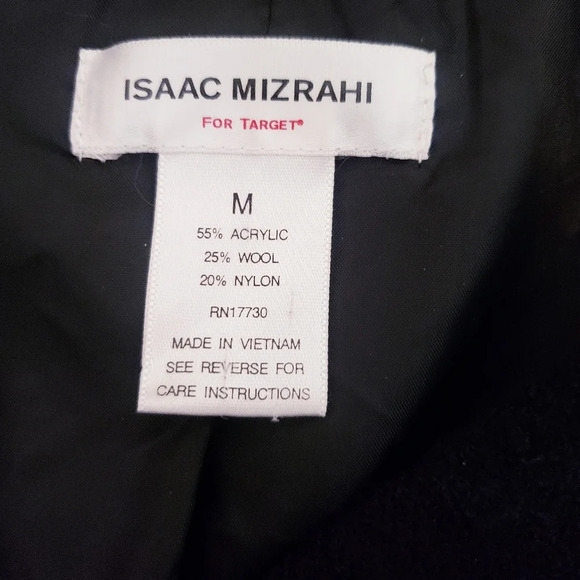 Isaac Mizrahi Black Wool Blend Tweed Jacket size Medium Hidden Buttons - Picture 4 of 5